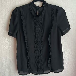 Womans Shein size M black chiffon material black blouse